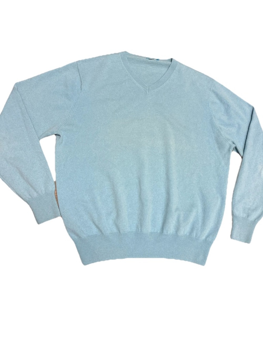 J McLaughlin Cashmere Light Blue V Neck Sweater Size L Soft Luxury